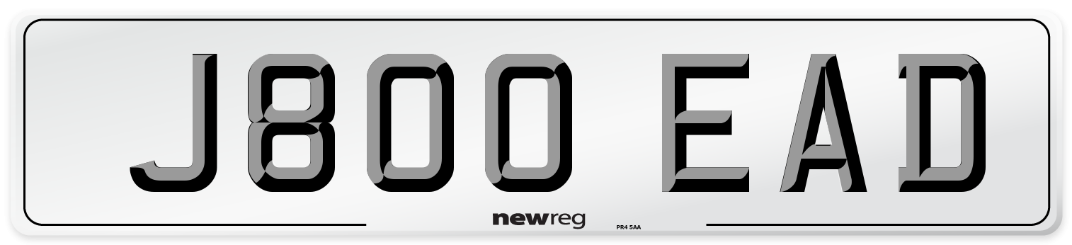 J800 EAD Number Plate from New Reg